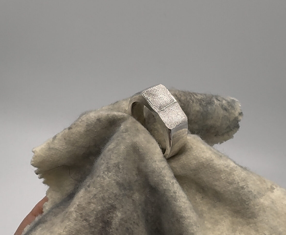 Ring, vingerafdrukken, unieke ring, handgemaakt
